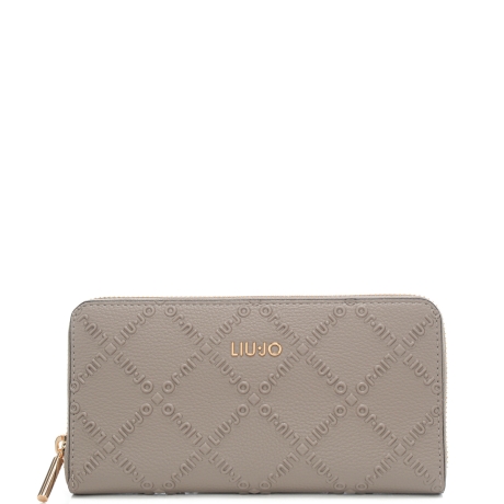 portafoglio grande da donna con design logato geometrico all over beige 