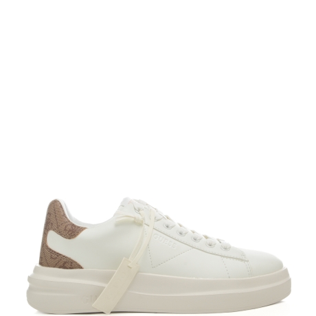 sneakers da donna con inserto a contrasto con pattern logo 4G bianche e beige 