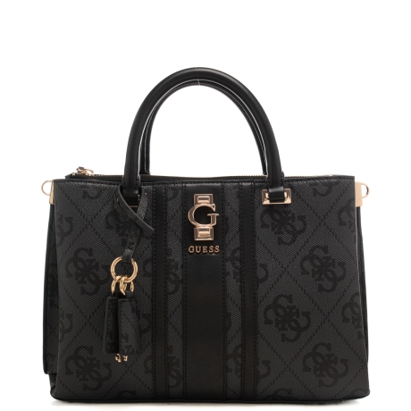 borsa a mano da donna in vera pelle con pattern logo 4G e inserto centrale coal logo nera 