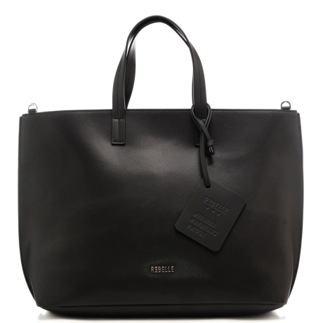 borsa a spalla da donna LILIBET SMOOTH in vera pelle con logo lettering in metallo sul fondo nera
