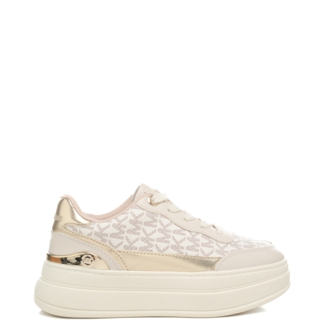 sneakers da bambina HAYES con pattern logo monogram vaniglia 
