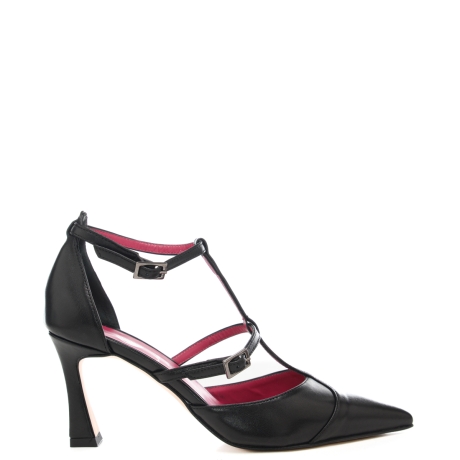 slingback alte da donna con cinturini in pelle nere 
