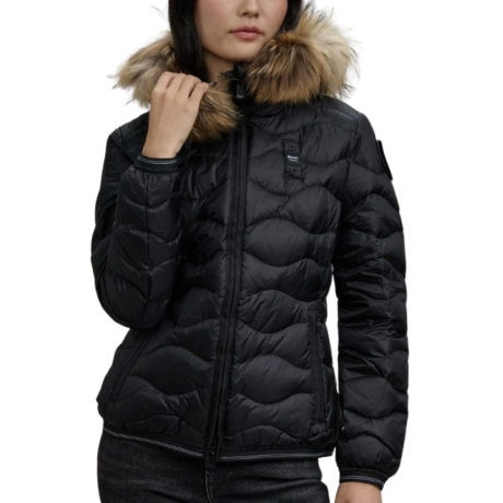 piumino da donna ALDIE trapuntato ad onde nero inteno beige