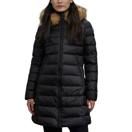 giubbotto lungo da donna trapuntato a righe kristin NERO INTERNO BEIGE