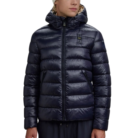 giubbino da uomo adams  idrorepellente in nylon micro-rip blu interno tabacco