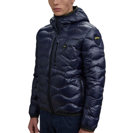 piumino da uomo wave trapuntato ad onde orizzontali blu 