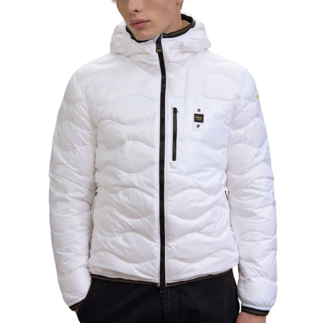 piumino da uomo wave trapuntato ad onde orizzontali bianco ottico