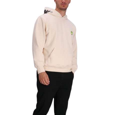 felpa unisex in cotone con maxi logo lettering sul cappuccio  bianca 