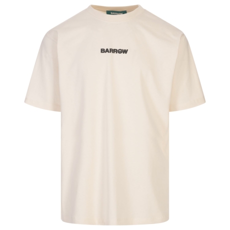 t shirt unisex in jersey di cotone e stampa con orso sul retro bianca