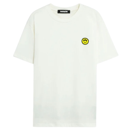 t shirt unisex in jersey di cotone con maxi logo lettering sul fondo sul retro bianca 