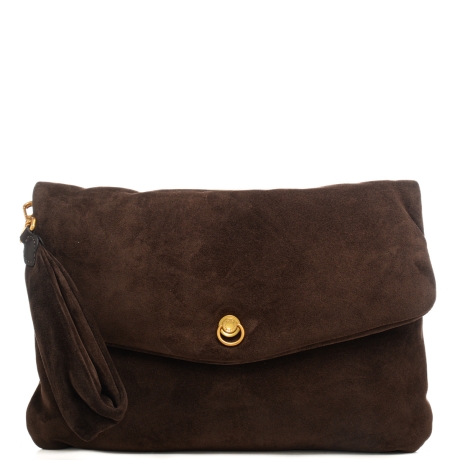 pochette da donna MIREA in suede con tracolla in dotazione moka 