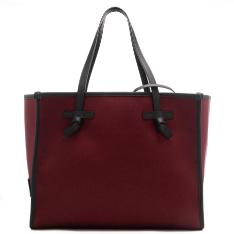  borsa a spalla da donna marcella in tessuto con profili a contrasto bordeaux 