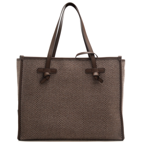borsa a spalla da donna marcella in tessuto intrecciato spiga var daino 
