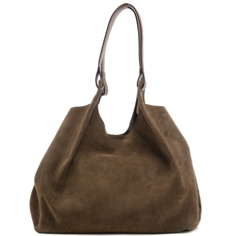 borsa a spalla da donna dua in vera pelle suede daino