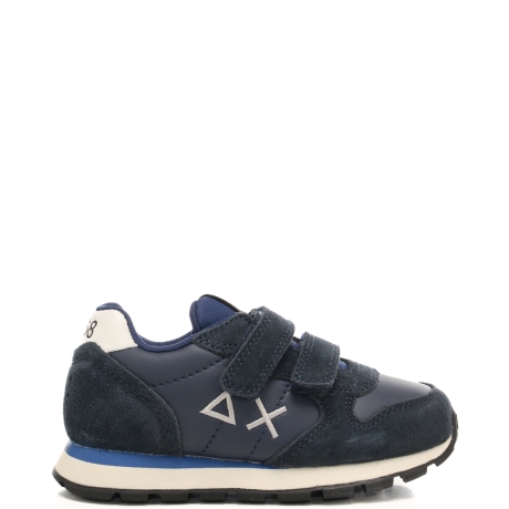 sneakers da bambino con logo sulla parte esterna e sul retro blu navy 