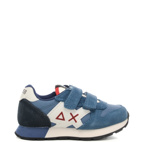 sneakers da bambino con logo sulla parte esterna e inserti in suede avio