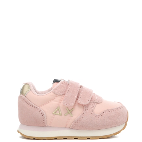 sneakers da bambina con logo ricamato sulla parte esterna rosa
