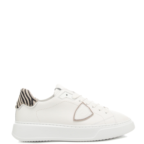 sneakers da donna TEMPLE LOW con inserto in pelliccia animalier sul retro bianco zebra