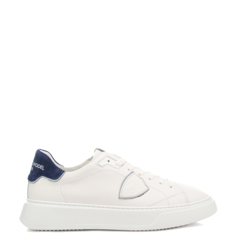 sneakers da uomo TEMPLE LOW con inserto in suede sul retro bianco blu 