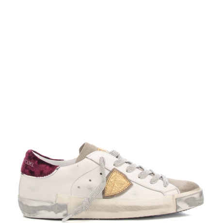 sneakers da donna prsx low con inserto in velluto sul retro bianco bordeaux 