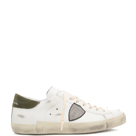  sneakers da uomo prsx low con inserto in suede sul retro bianco verde 