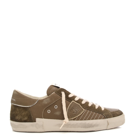 sneakers da uomo prsx low con inserti in suede verde militare 