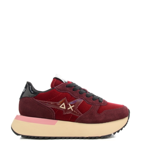 sneakers da donna BIG STARGIRL VELVET con inserti in suede bordeaux 