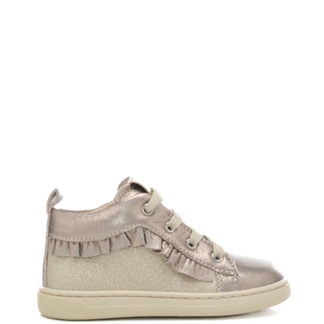 sneakers alte da bambina con ruches sulla parte esterna platino