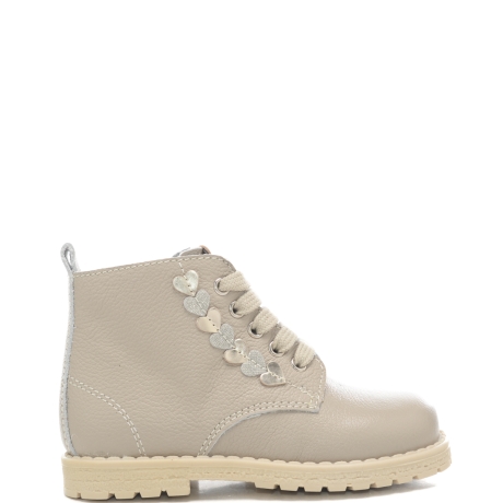 stivaletti anfibi da bambina in pelle martellata beige 