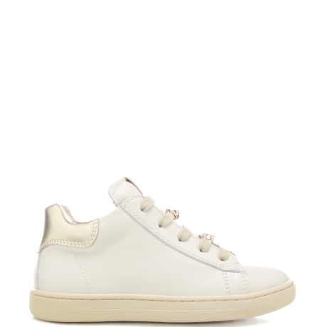 sneakers alte da bambina con dettagli laminati avorio e platino 
