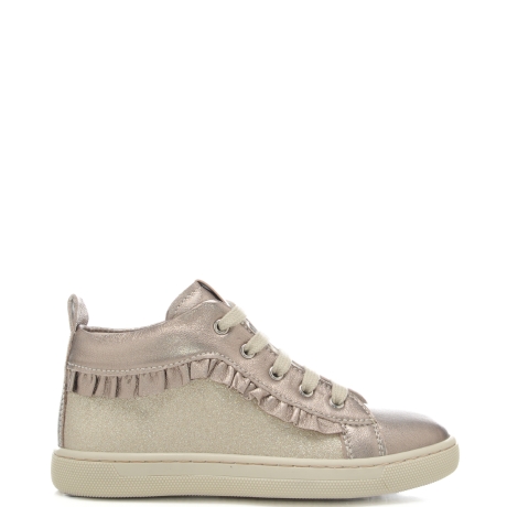 sneakers alte da bambina con ruches sulla parte esterna platino