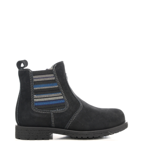 stivaletti da bambino in suede con tessuto elasticizzato a contrasto colore blu navy 
