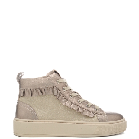 sneakers alte da bambina con ruches sulla parte esterna platino
