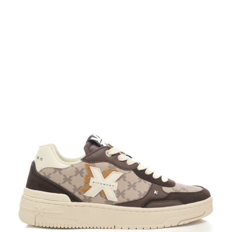 sneakers da uomo con inserti in suede e stampa con stemma all over ebano 