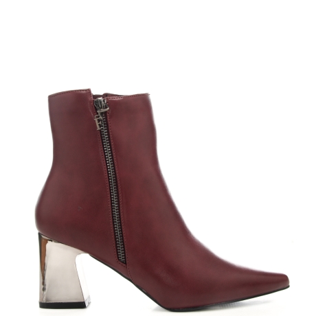 stivaletti da donna con tacco a blocco laminato bordo 