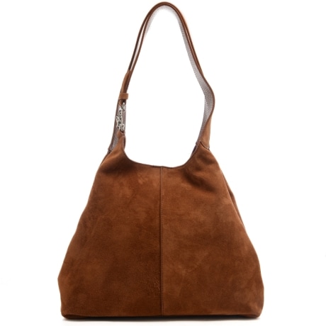 borsa a spalla piccola da donna c easy in vera pelle suede cammello