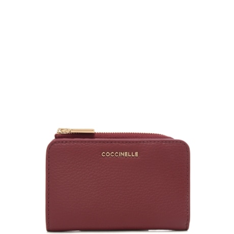 portafoglio piccolo da donna metallic soft in vera pelle borgogna