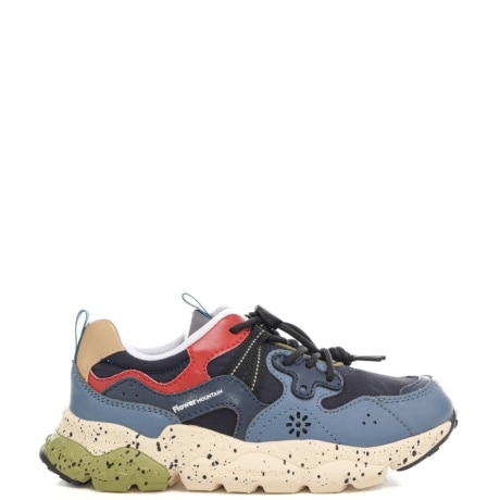 sneakers da bambino con inserti in suede e pelliccia blu navy