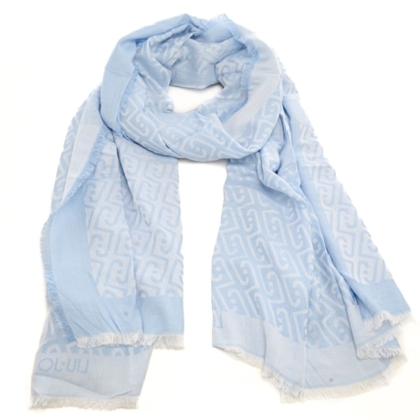 stola da donna in viscosa con logo monogram all over soft light blue