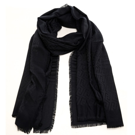 stola da donna in viscosa con logo monogram all over nera