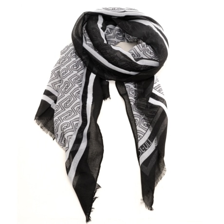 stola da donna con grafica logo monogram all over a contrasto nera 
