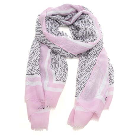 stola da donna con grafica logo monogram all over a contrasto soft peony