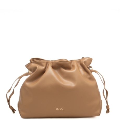 borsa hobo da donna con coulisse ai lati cammello
