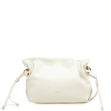 borsa hobo da donna con coulisse ai lati e tracolla in catena crema