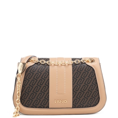 borsa crossbody da donna con inserti a contrasto e stampa con logo monogram all over  testa di moro