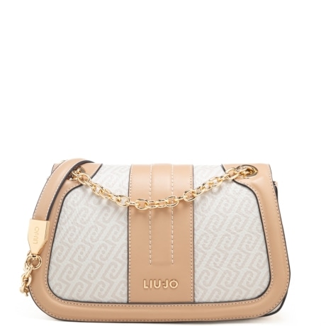 borsa crossbody da donna con inserti a contrasto e stampa con logo monogram all over naturale 