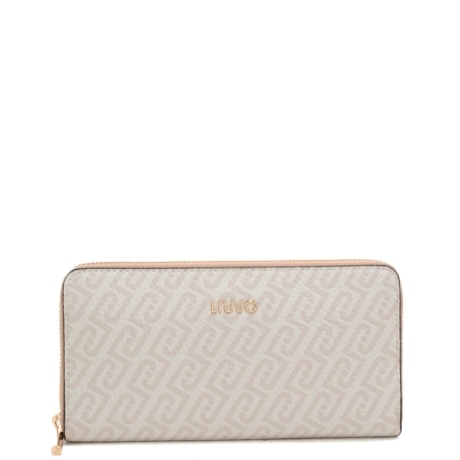 portafoglio da donna con stampa logo monogram all over naturale