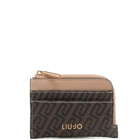 portacarte da donna con stampa logo monogram all over testa moro