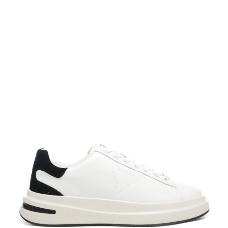 sneakers da uomo con inserto in suede a contrasto colore sul retro bianco nero