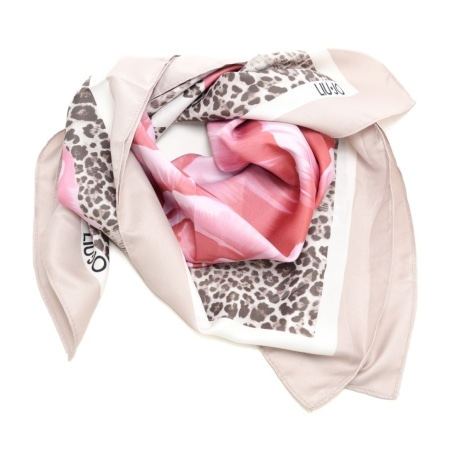 FOULARD da donna con stampa floreale e animalier rosa 